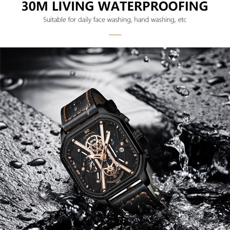 CRRJU New Leather Strap Men's Watch 2313 Watch Simple Business Personality Men Fashion Waterproof