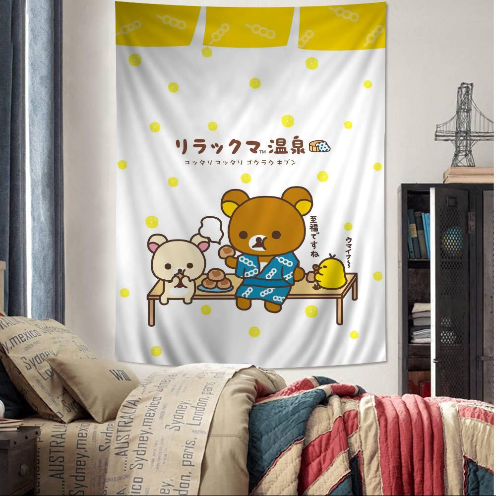 Cartoon Rilakkuma DIY Wall Tapestry Hanging Tarot Hippie Wall Rugs Dorm INS Home Decor