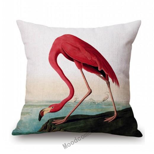 Flamingo Bird Parrots Hand Drawing Illustration Art Cotton Linen Sofa Throw Pillow Case Home Decoration Car Seat Cushion Cover