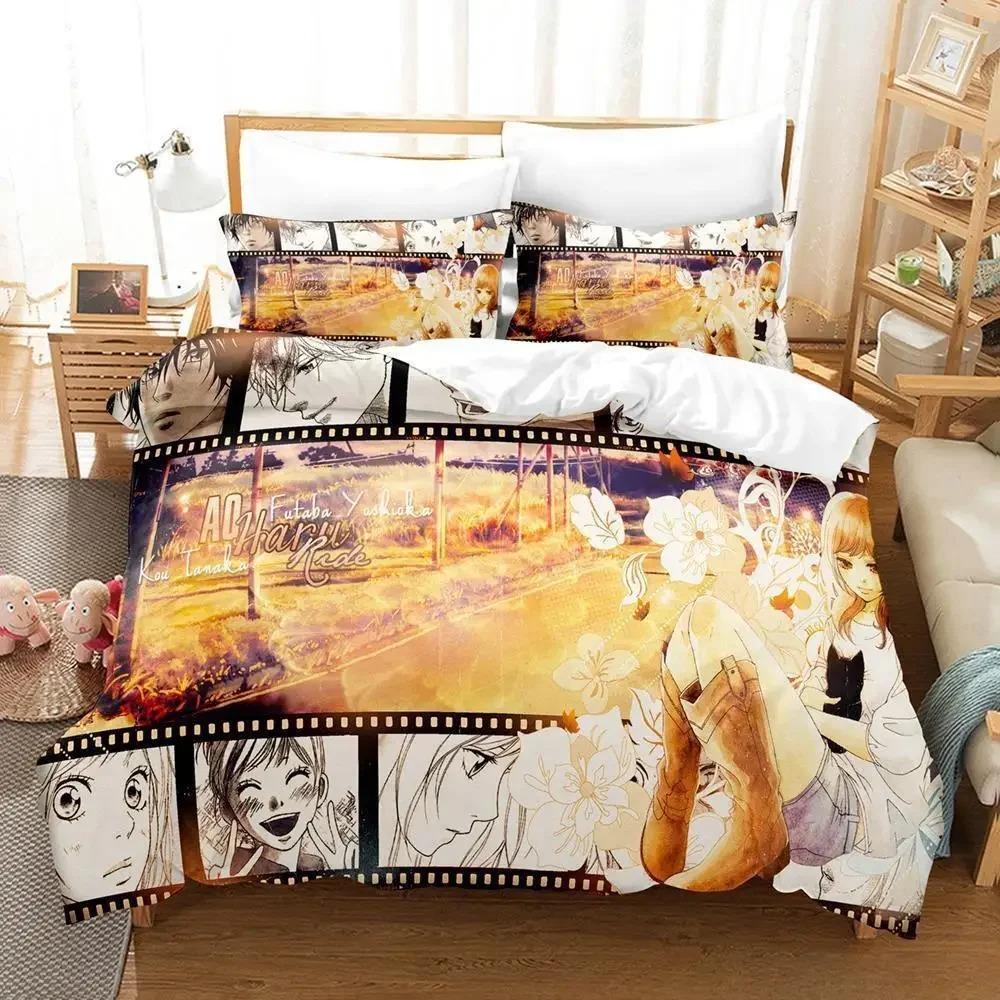 AO HARU RIDE Постельное белье Комплект Односпальный Полуторный Двуспальный Кинг-сайз Комплект для кровати Взрослый Детский Спальня Комплекты пододеяльников 3D Принт Аниме Комплект простыней