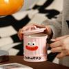 Милая керамическая чашка, набор для дома, кружка с крышкой, большая емкость, чашка для воды, подарочная сувенирная чашка с изображением девушки из мультфильма
