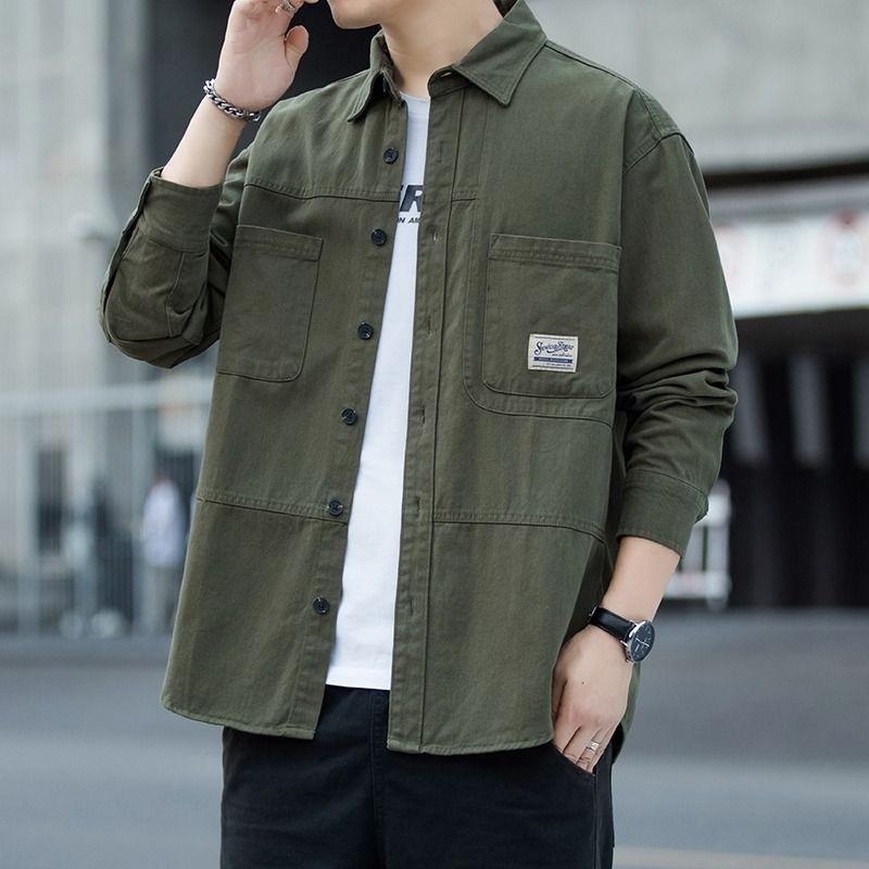Men's Fashion Long Sleeve Japanese Work Shirt - Casual All-Match, Cool High-End Spring/Autumn Jacket