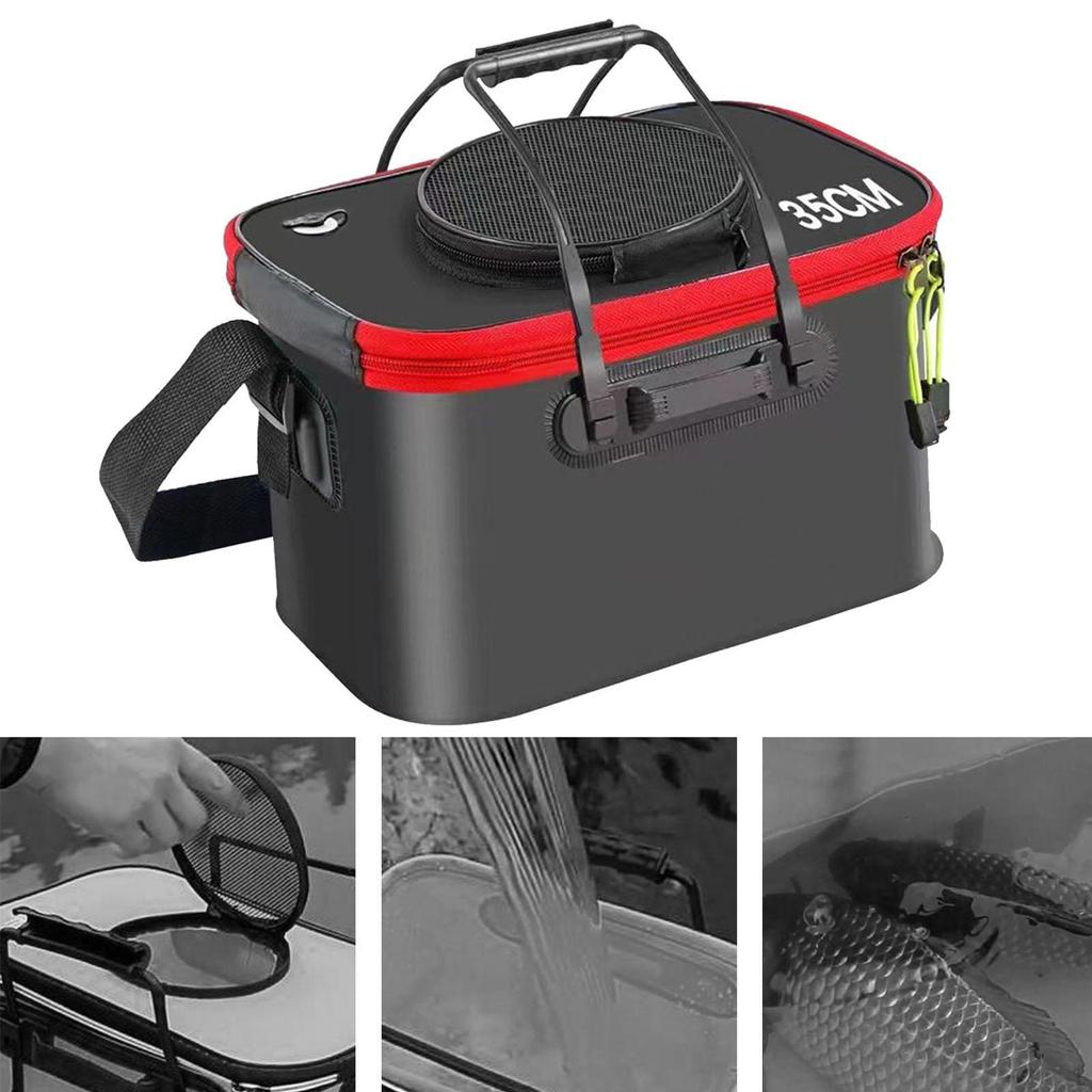 Складное рыболовное ведро с ремнем для живой рыбы, идеально для пеших походов и кемпинга