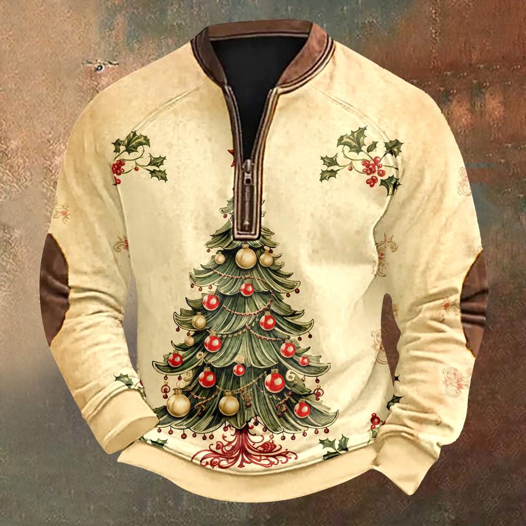 Мужская рождественская ретро-повседневная толстовка на молнии