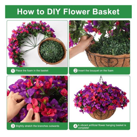 1/2 шт. Подвесная искусственная бугенвиллия великолепная с цветочной корзиной из кокосовой пальмы, устойчивый к УФ-лучам искусственный цветок, декор для дома и улицы, искусственное цветение