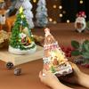 1pc Resin Music Cottage Rotating Train LED Music Box Night Light Christmas Ornament Holiday Gift Decorations