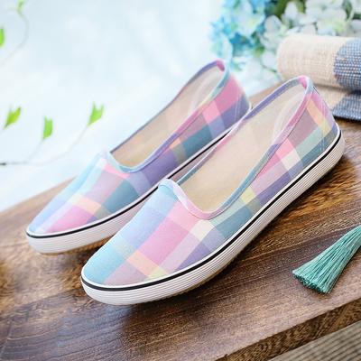 2025 новая женская обувь на один педаль, нескользящая мягкая подошва, дышащий холст, обувь для пожилых, обувь для мам среднего и пожилого возраста, плоская и удобная