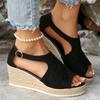 Large Size Sandals 2025 Summer New Wedge Heel Heightening Fashion Buckle Fish Mouth Amazon Outer Sandals