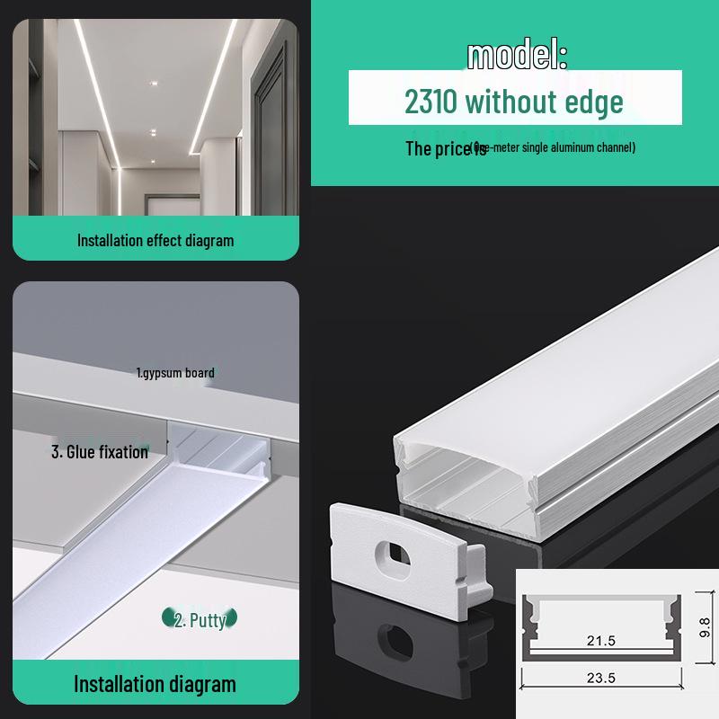 Seamless Linear Recessed LED Light Channel - Aluminum Strip Slot Design