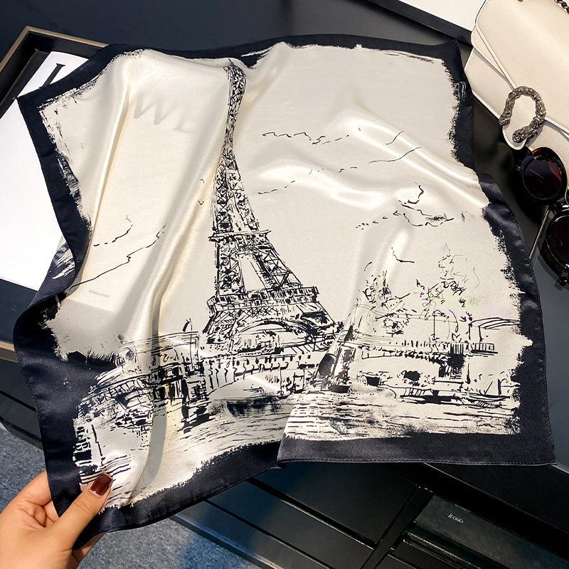 100% Натуральный Шарф из Натурального Шелка Женский Тутовый Шелк Высокое Качество Квадратный Модный Принт Косынка для Волос Шаль Обертывания Хиджаб Бандана Шарфы