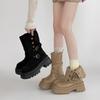 Thick-soled Versatile Two-wear Belt Buckle Medium Boots Retro Maillard Boots Women's Autumn and Winter Design Sense Martin Boots Short Boots