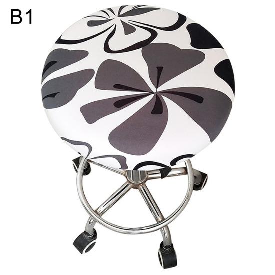 Round Floral Printed Elastic Spandex Seat Cover Decor for 30-45cm Chair Stool