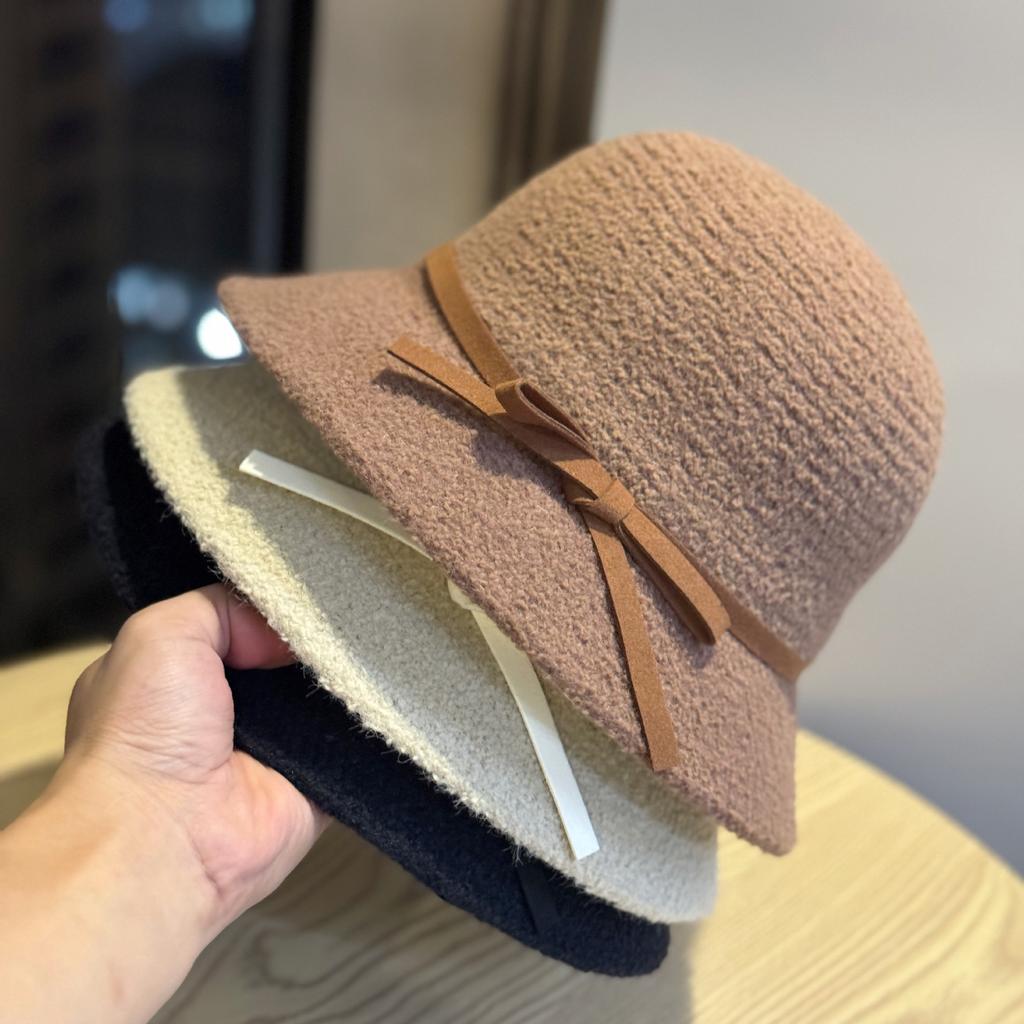 New women's fisherman hat, popular online, autumn and winter Korean version, warm knitted cashmere hat, stylish and face-slimming bucket hat