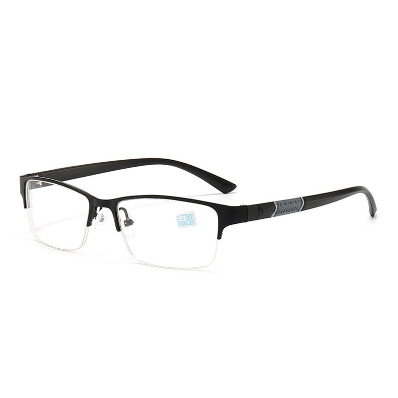 Men'S Half-Frame Metal Reading Glasses Metal Alloy Glasses Frame Business Half-Frame Anti-Blue Reading Glasses