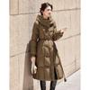 Women's Designer Slim-Fit Hooded Long Goose Down Jacket