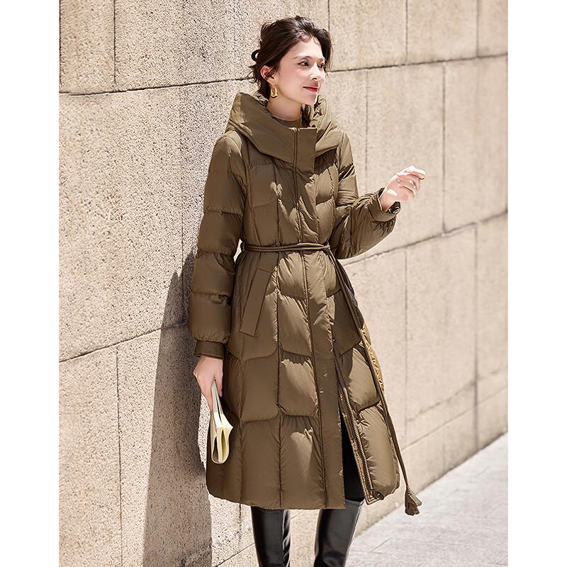 Women's Designer Slim-Fit Hooded Long Goose Down Jacket