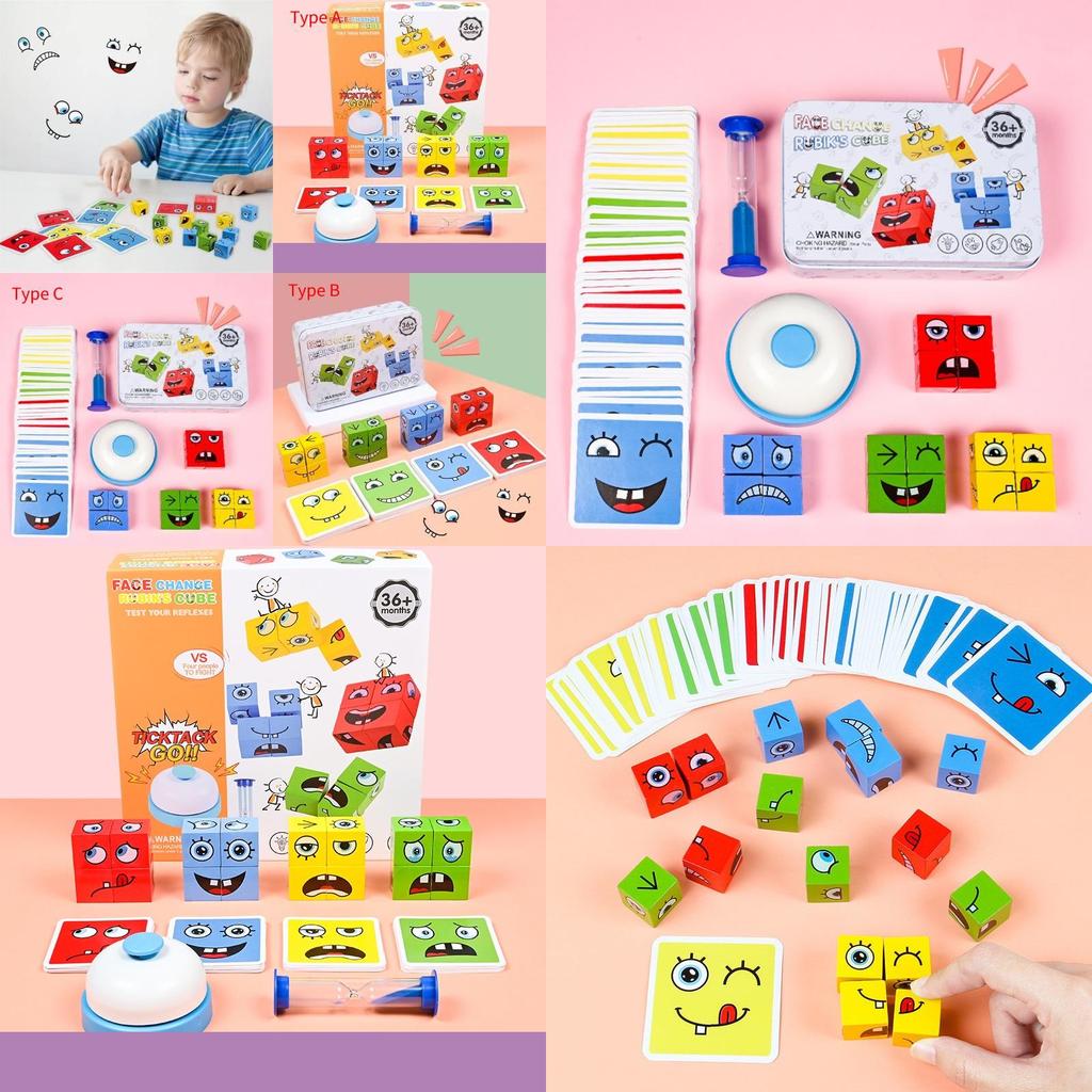 Kids' Wooden Battle Magic Cube With Changing Faces