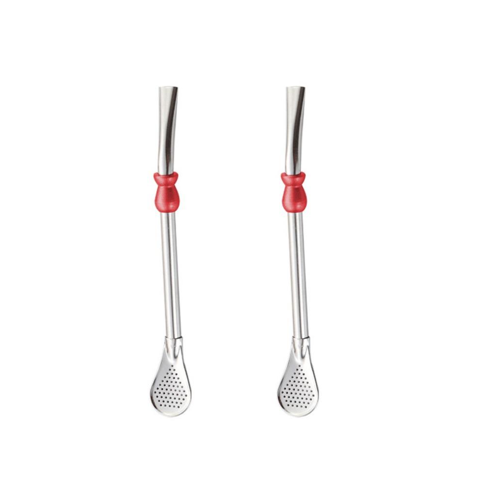 2 Piece Reusable Yerba Mate Drinking Straw 304 Stainless Steel Filter Straw Straw Spoon Cafe