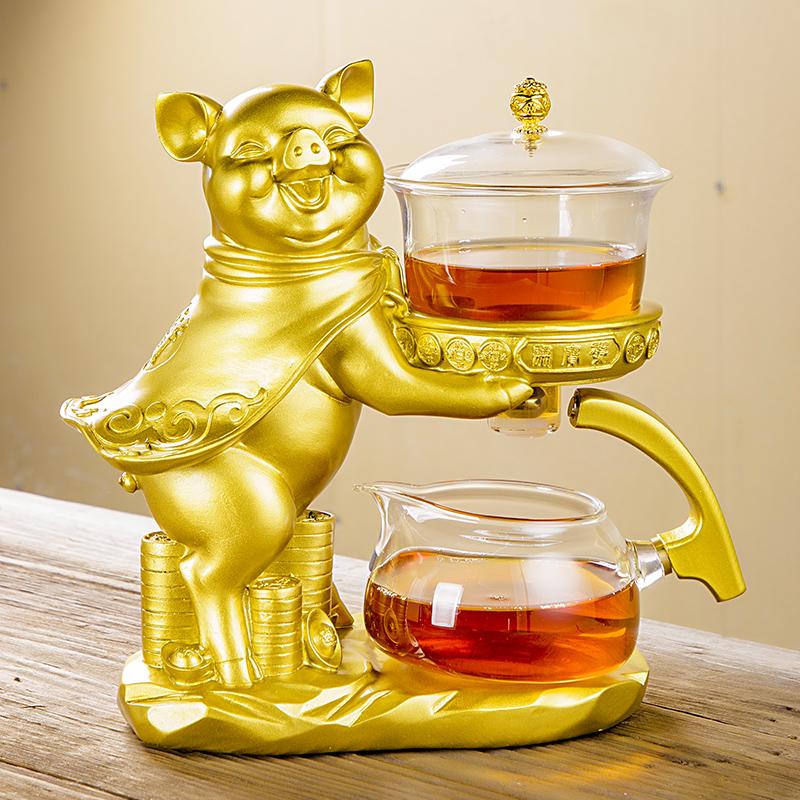 Творческий автоматический чайник для заваривания чая, магнитный отвод воды, термостойкий чайный сервиз для кунг-фу, китайский стеклянный чайный сервиз