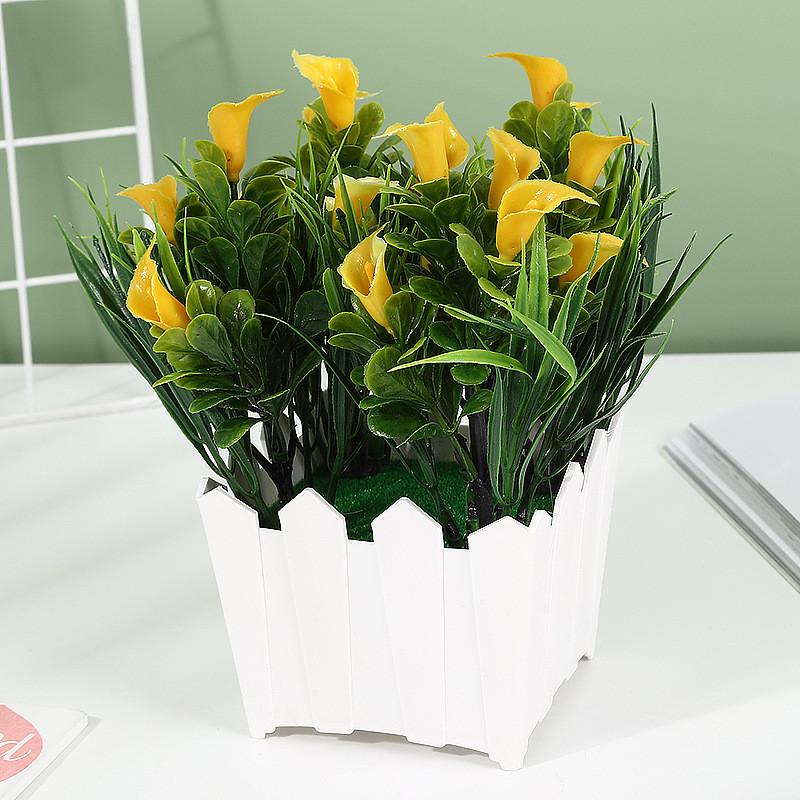 Chrysanthemum Simulated Hydrangea Calla Artificial Flowers Potted Plants Green