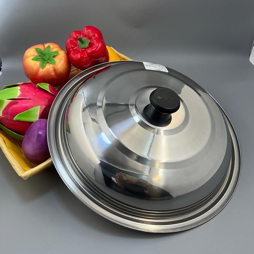 Anti-Scald Stainless Steel Pot Lid Black Plastic Knot Pot Cover Kitchen Accessories Wok Lid Pan