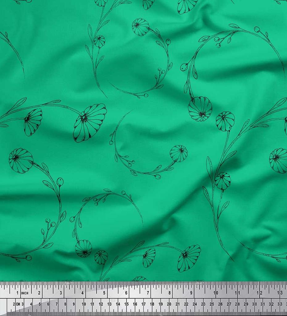 Soimoi Печать ткани черной поли ткани крепа художественная флористическая двором 42 дюйма