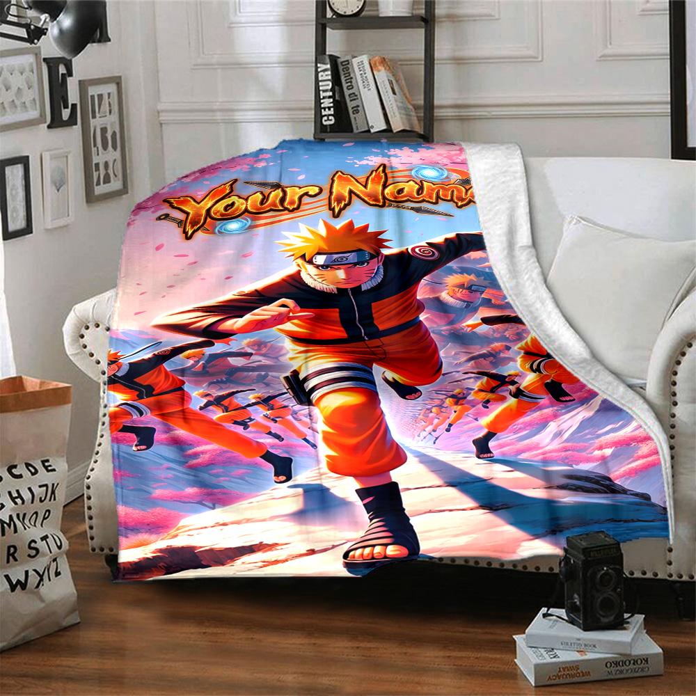 Naruto Character Customize Your Name Blanket Lightweight Personalized Blanket Durable Comfort Perfect for Chair Bed Couch Picnics Ideal for All Season