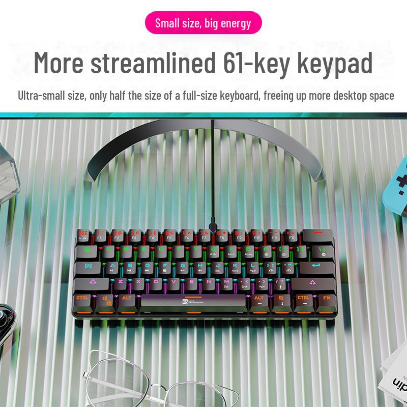 Механическая игровая клавиатура R8 с 61 клавишей RGB — синие переключатели, подсветка