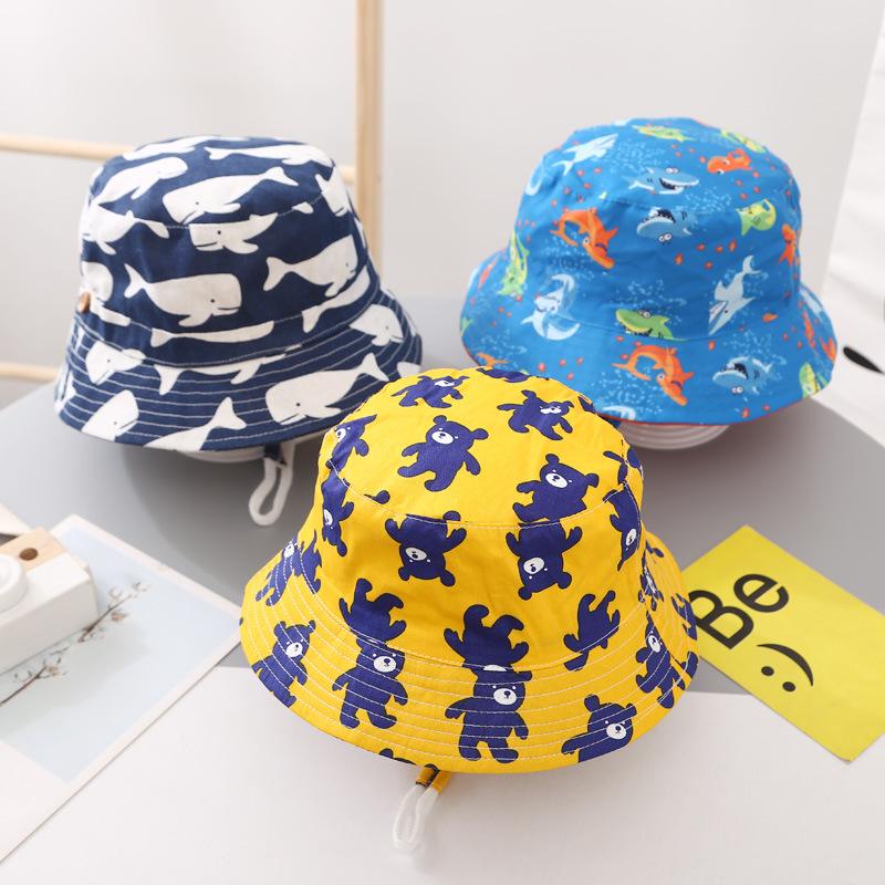 Fisherman's hat for children, summer sun protection, thin style for boys, large brim, wide brim, cute Korean style for girls