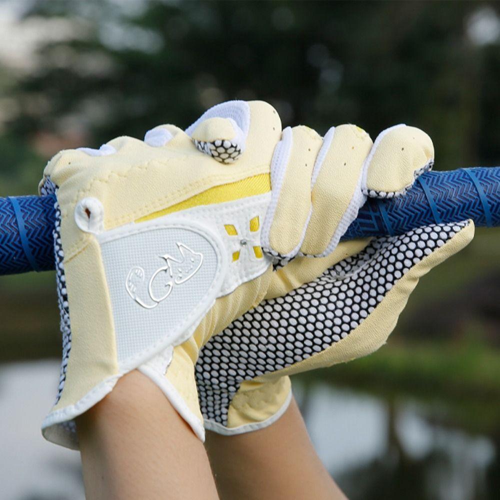 Comfortable PU Leather Golf Mittens Wear Resistant Full Finger Golf Gloves Outdoor Sports