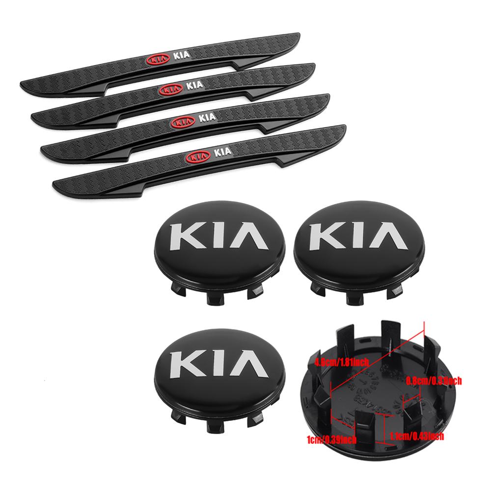 AABIY1 4Pcs Car Wheel Center Hub Cap With Crash Anti Collision Protector Strip For KIA Sportage GT RIO Ceed Picanto Pegas Sorento Niro