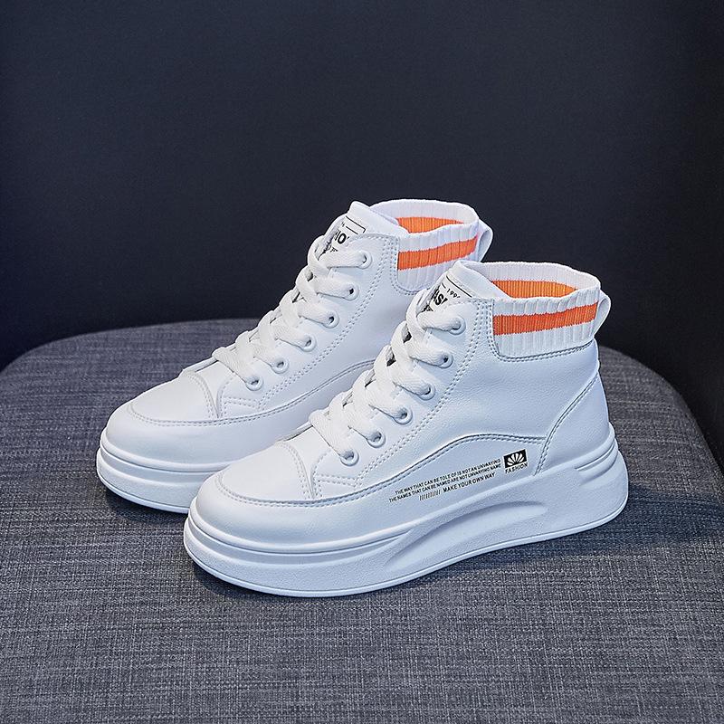 Ins высокие маленькие белые туфли женские весна 2025 новые на толстой подошве корейская версия универсальные студенческие туфли для сноуборда женская уличная обувь TH919