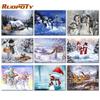 5D DIY Picture By Numbers Winter Landscape Wall Art HandPainted Unique Gift Paint By Number Snowman Christmas Gift
