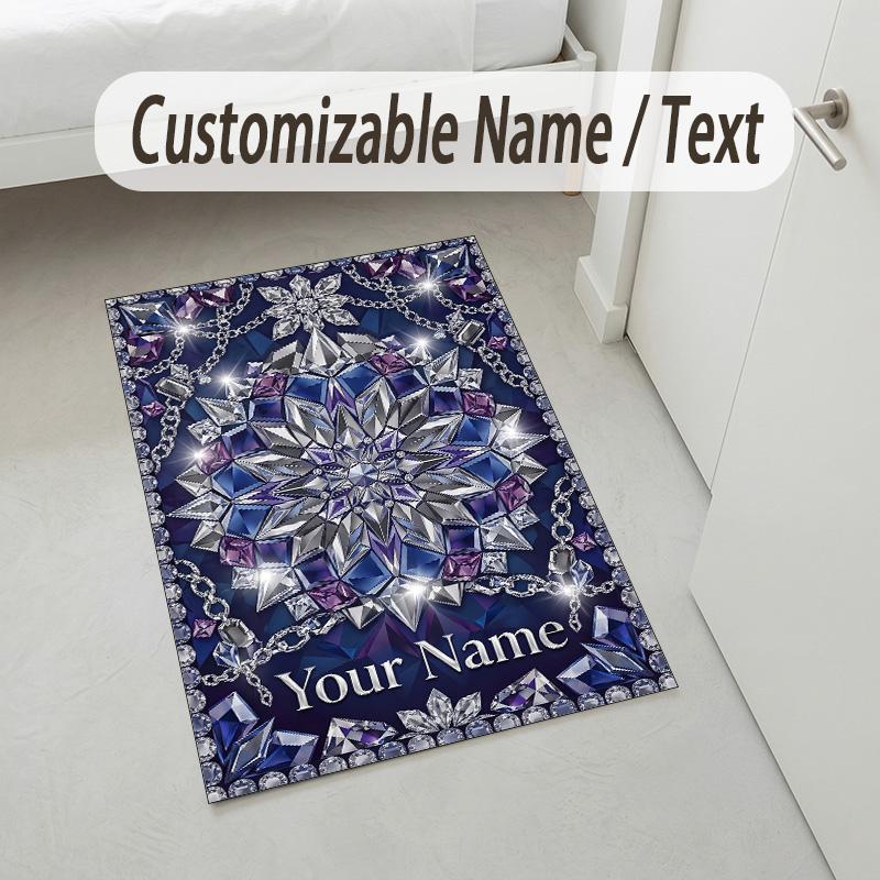 Creative Theme Soft Crystal Velvet Rug Custom Name & Text Print Non Slip Floor Rug for Bedroom Living Room