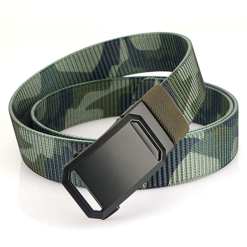 Новый мужской ремень для поездок на работу с автоматической пряжкой из нейлона, универсальный двухслойный толстый ремень для отдыха на природе