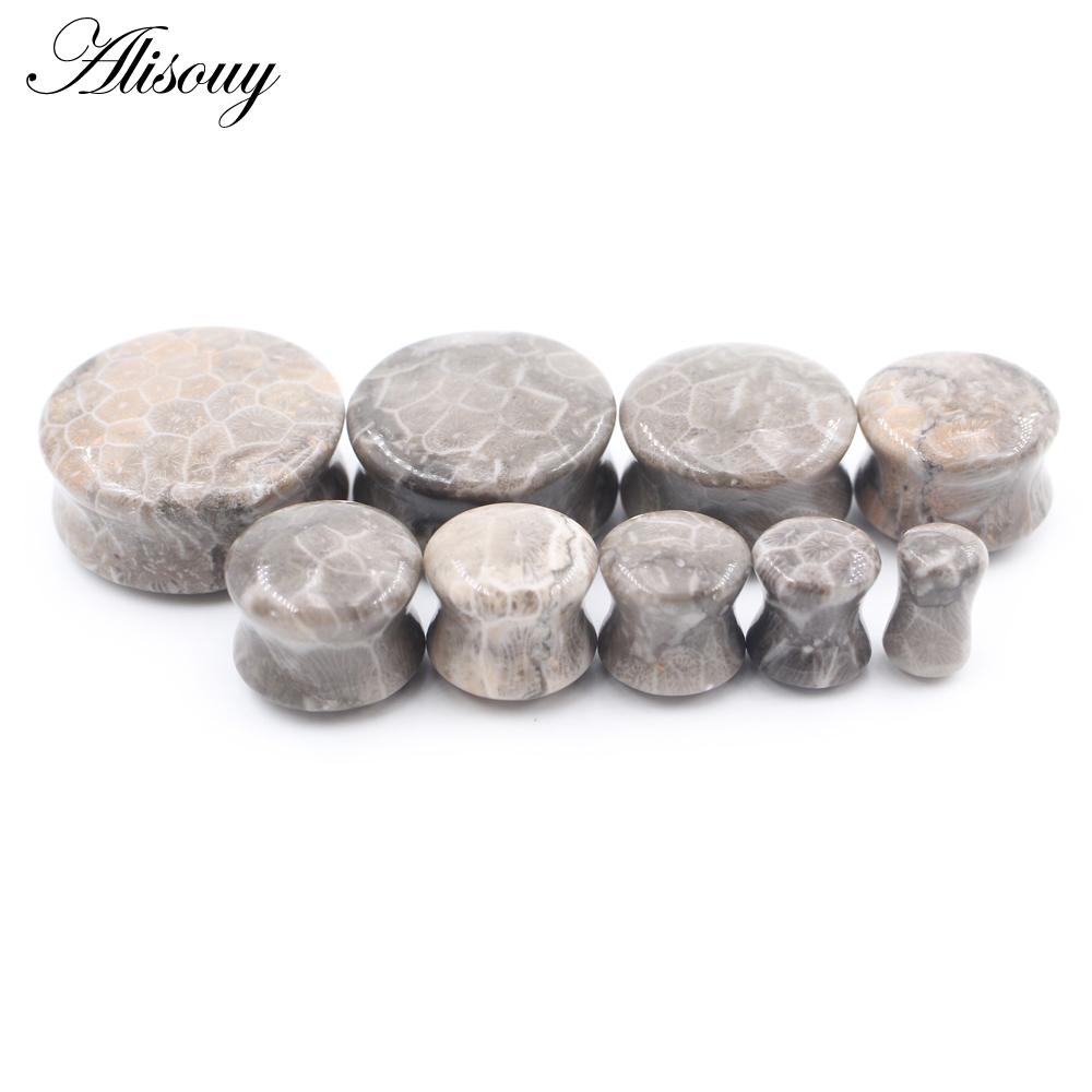 Alisouy 1 шт., натуральный камень, грибной узор, расклешенные ушные туннельные пробки, расширитель для носилок, измерительные приборы, серьги, украшения для тела, пирсинг