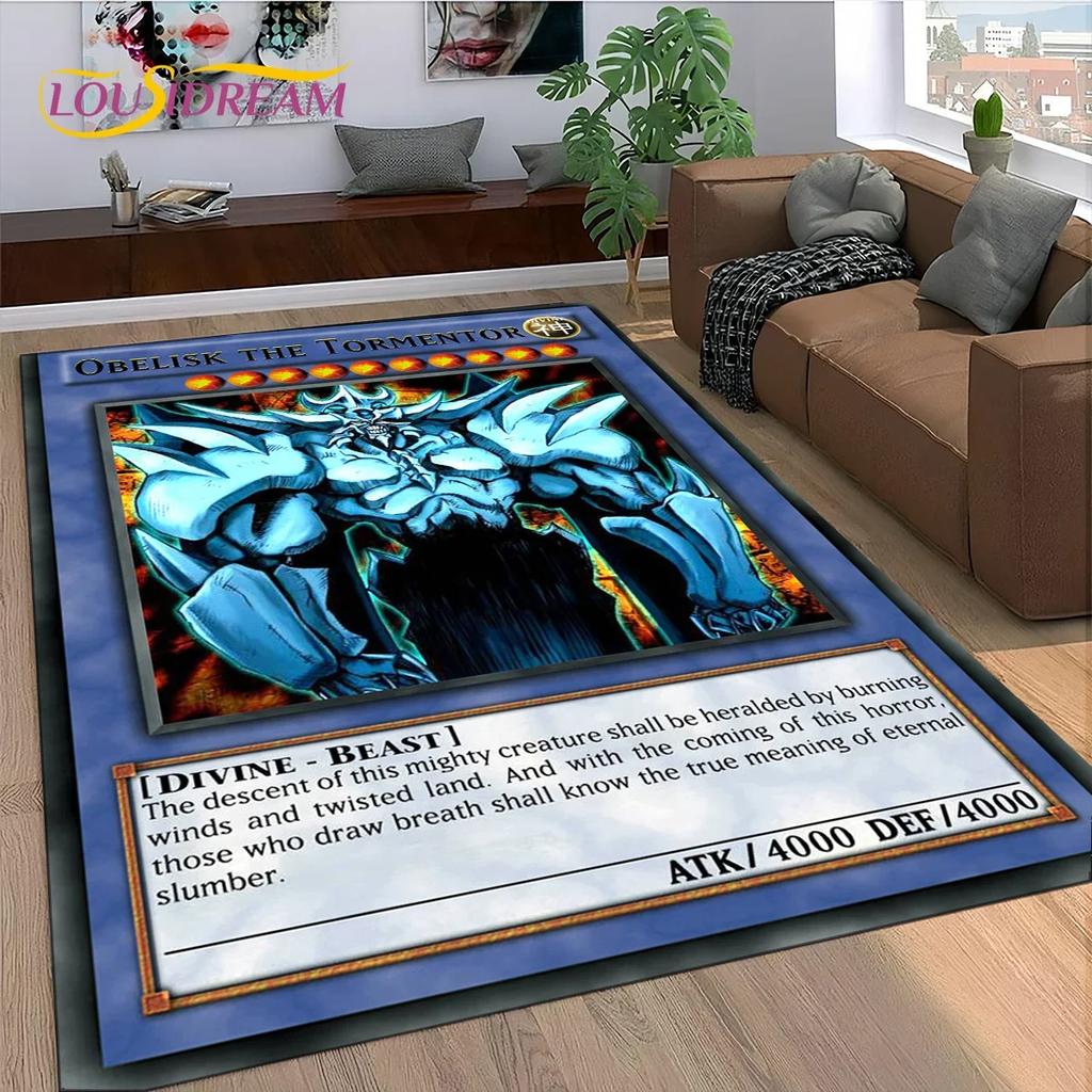 2025 New Yu-Gi-Oh Blue Eyes Dragon Monster Gold Card Cartoon Game Carpet Rug for Bedroom Living Room Home Sofa,Decor Floor Mat