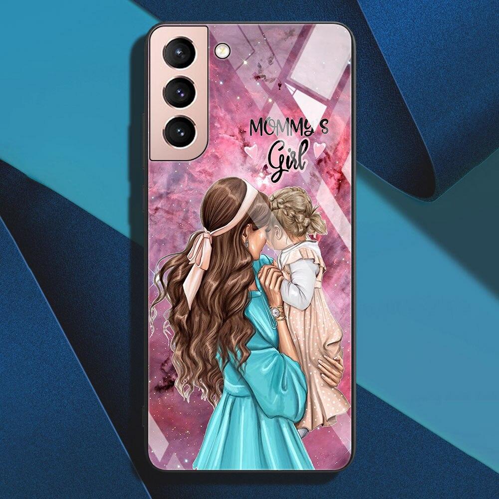Чехол из закаленного стекла для девочек, супер мам, женщин, для Samsung Galaxy S21 S20 FE Note 20 Ultra 10 Lite 9 S10 S9 Plus S10e