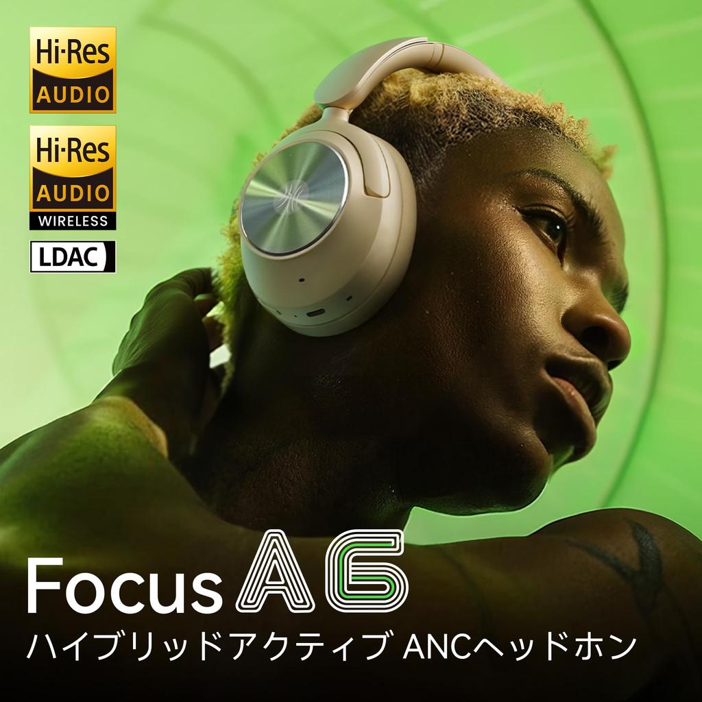 Беспроводные наушники OneOdio Focus A6: Шумоподавление, Bluetooth 6.0, Совместимость с LDAC, Беспроводное/Проводное подключение, Аудио высокого разрешения, До 75 часов прослушивания музыки