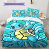 Squirtle Cartoon Pattern Bedding Home Decoration Birthday Gift (1 * duvet cover + 2 * pillowcase, without core)