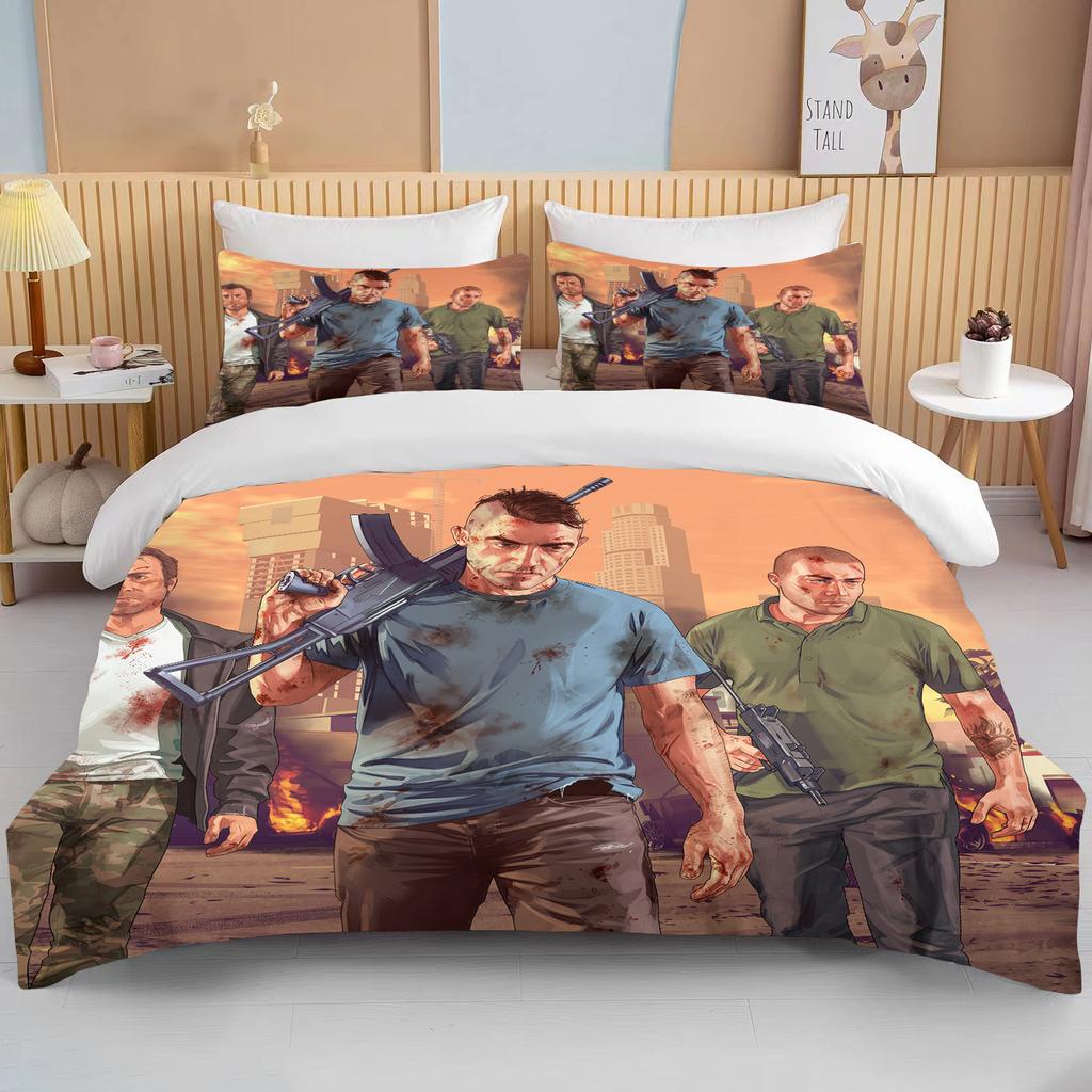 10 размеров 3D игра GTA V Постельный комплект Мультяшные пододеяльники Grand Theft Auto Постельное белье Постельные принадлежности с наволочкой Дропшиппинг