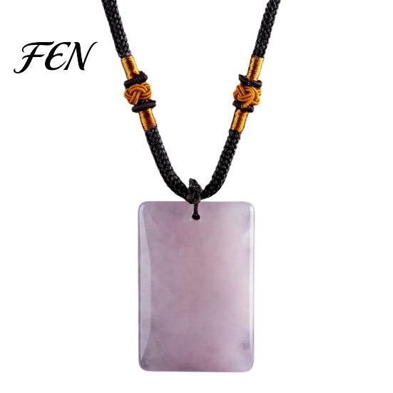 Natural Stone Necklace Crystal Pendant Necklace, Healing Energy with Adjustable Fake Gemstone Jewelry Braided Rope, Polished for Men Women