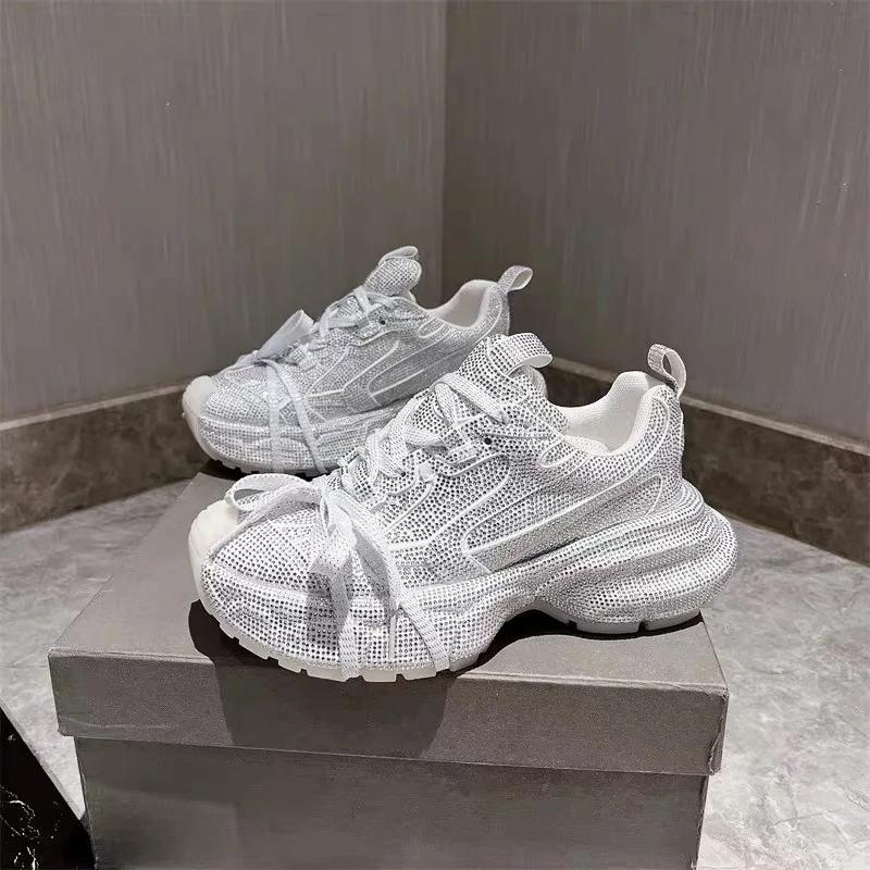 Модные кроссовки Chunky для женщин, шикарные кроссовки для бега, модные повседневные туфли из натуральной коровьей кожи, дышащие, с увеличенной высотой, на плоской платформе