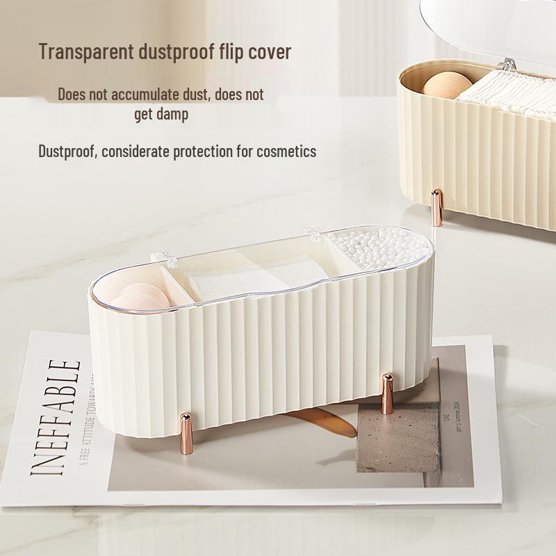 Elegant Transparent Cotton Pad & Swab Storage Box with Lid - Dustproof Makeup Organizer