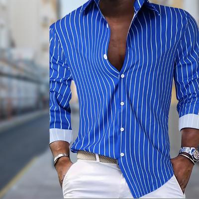 Мужские рубашки с короткими рукавами и принтом в полоску, повседневные кардиганы с новой пуговицой, модные рубашки для праздников