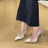 Pointed High Heels Women's Stiletto Temperament Socialite Single Shoes Spring New Fairy Style Bow Bag Head Sandals