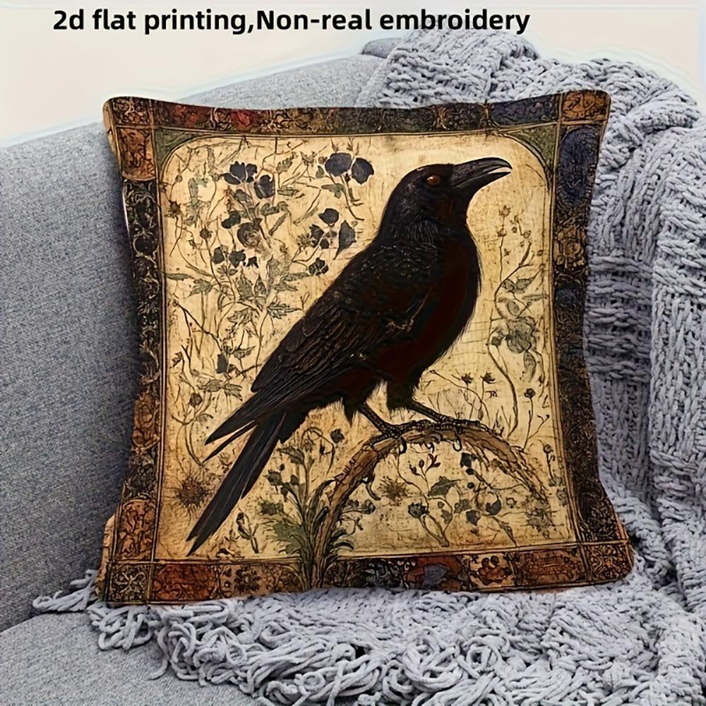 Goldbottomed Crane Theme Doublesided Printed pillow cover Short plush Suitable living rooms bedrooms sofas throw cushion cover