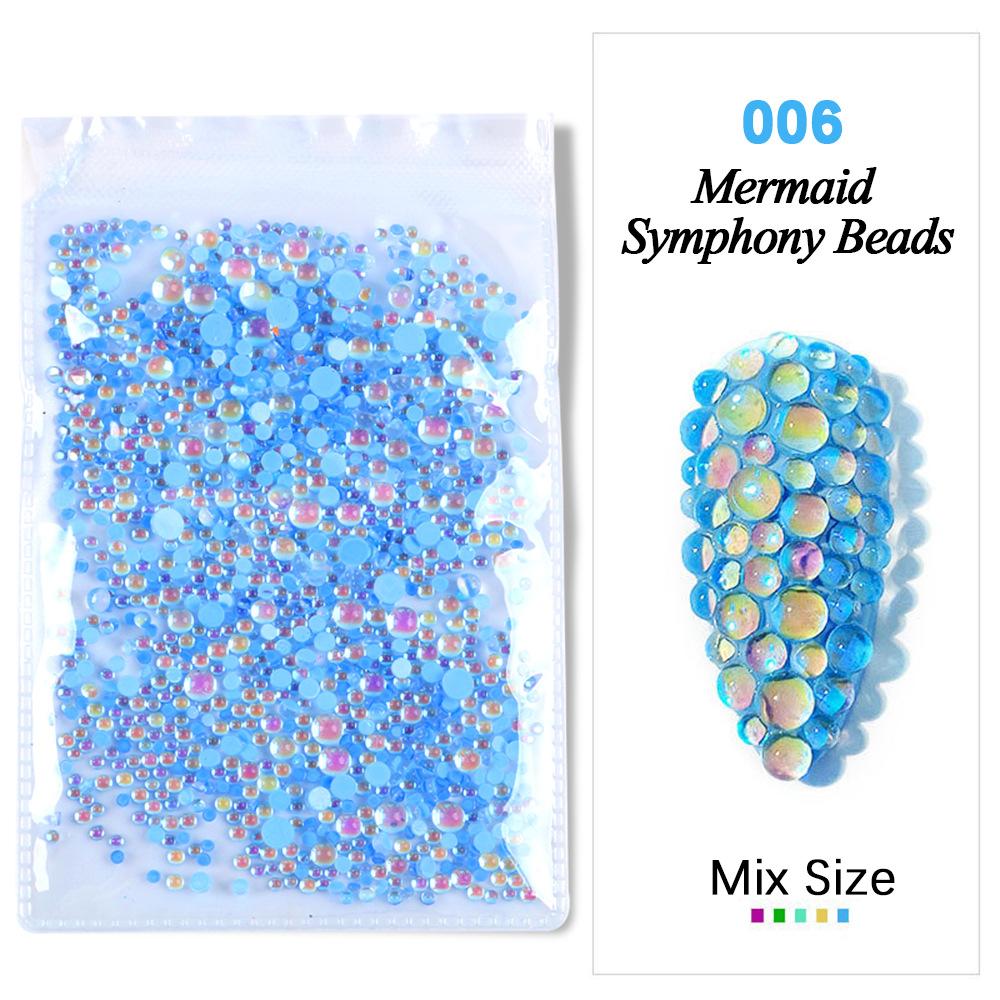 Симфония Дизайн ногтей Русалка Стеклянная бусина Аврора Конфетный цвет Дизайн ногтей Безделушка Сделай Сам Дизайн ногтей Сверло для ногтей
