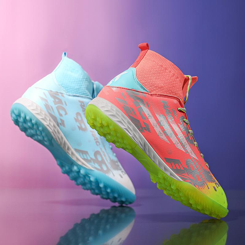 Футбольные бутсы мужские высокие шипы тренировочные для школьников длинные шипы молодежные искусственная трава детские тренировочные