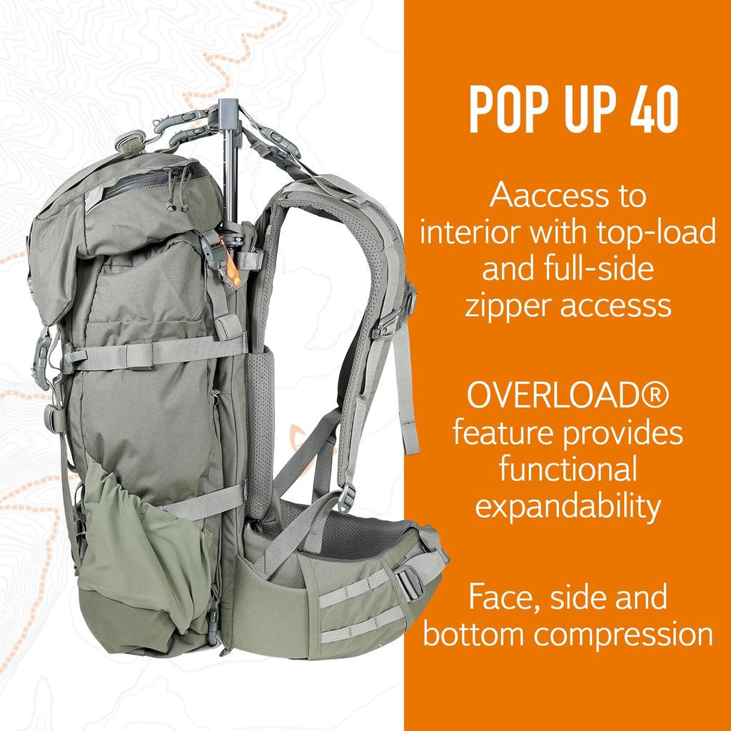 Mystery Ranch 40 Hunting Backpack Weatherproof Daypack Travel Hiking Outdoor Camping Outdoor Backpacking Climbing Pop-up 40L, Foliage, 2XL,